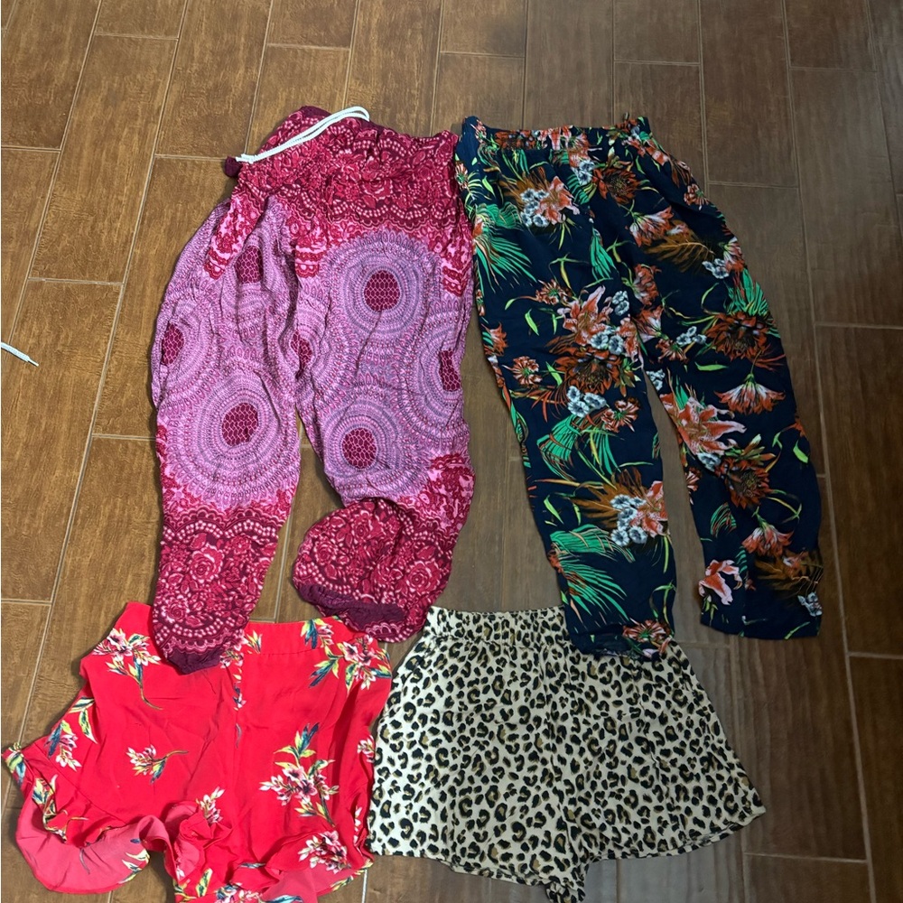 Colorful Patterned Pants and Shorts Set